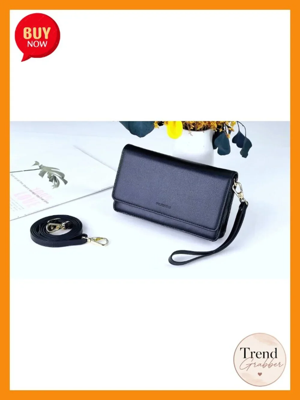 Faux Leather Crossbody Purse with RFID Blocking, Adjustable Strap, Wristlet